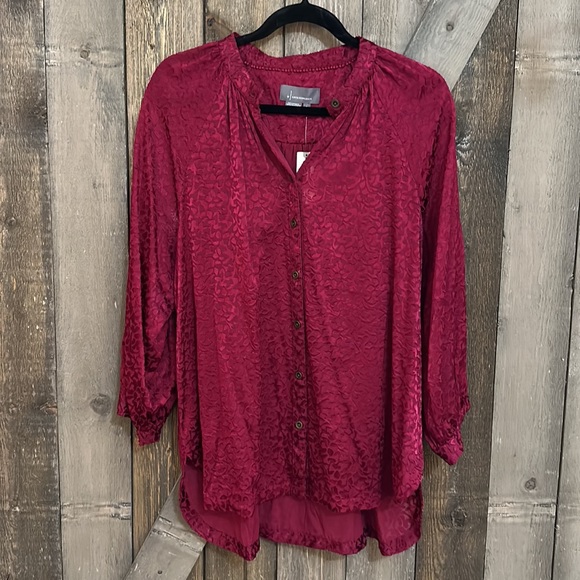 Anthropologie Susanna Burnout Velvet Button Down Blouse - Picture 5 of 12
